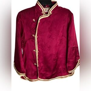 Elegant Vintage Red Satin Women's Tunic Top